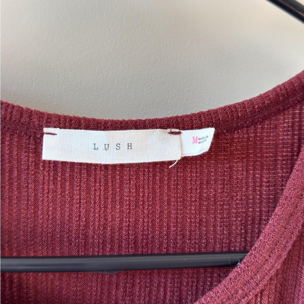Lush Burgundy Knit Midi Dress - Picture 3 of 4